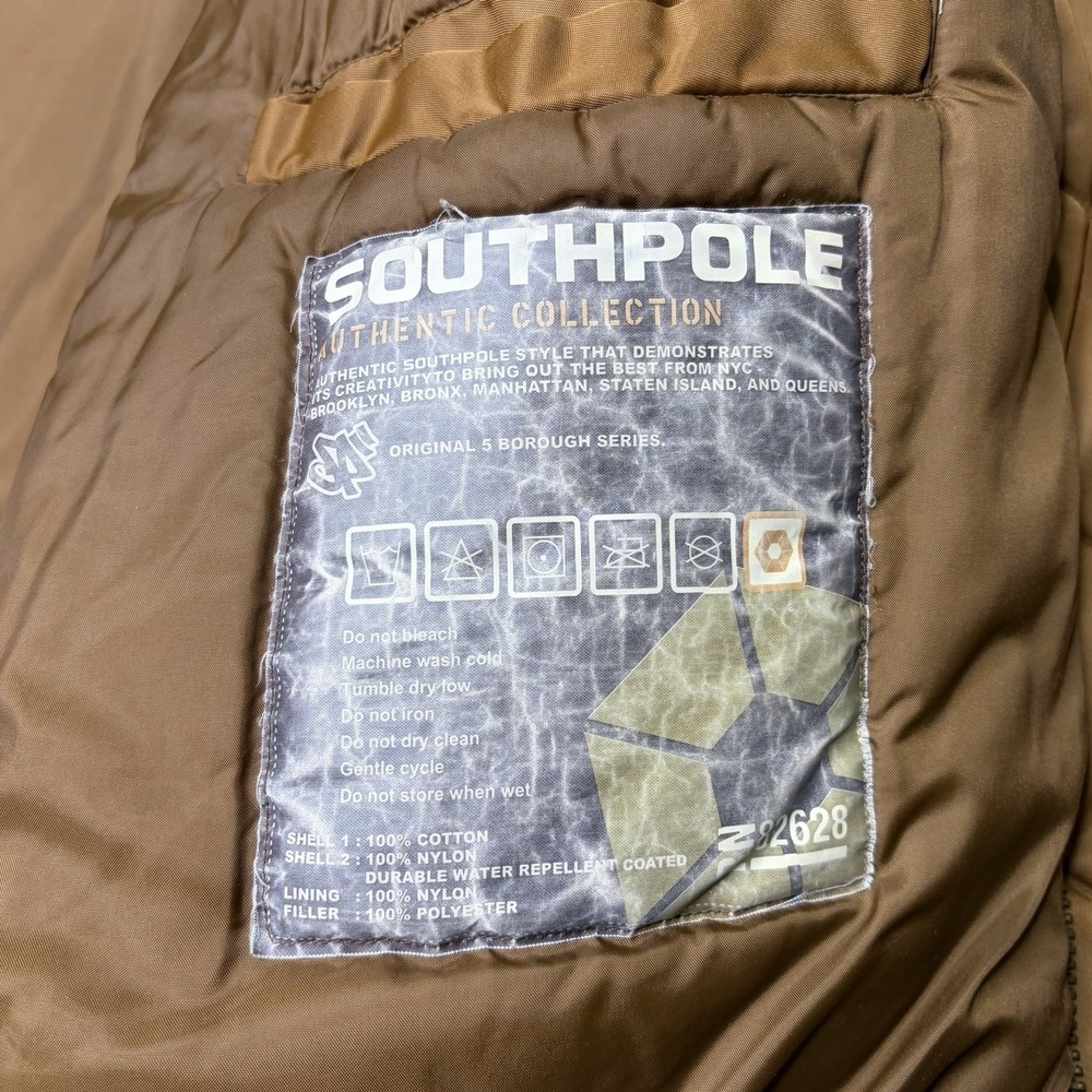 Vintage Southpole Y2K Puffer Carpenter Hybrid Jacket Mens XL Brown Water Repel - Picture 8 of 15